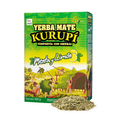 Kurupi Yerba Mate Mint Lemon 500g package, ready for easy everyday brewing.