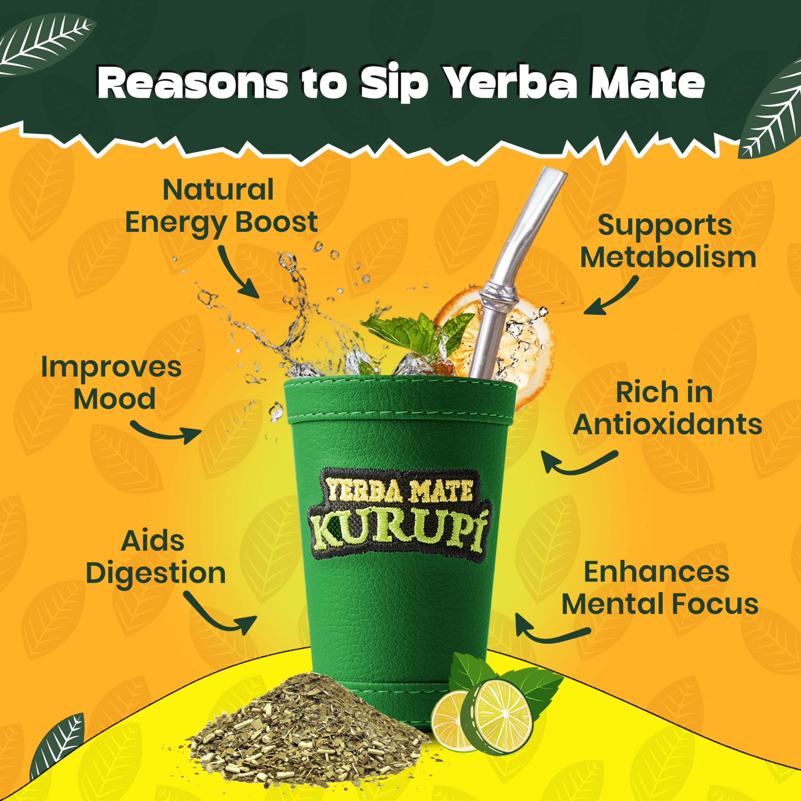 Kurupi Yerba Mate Mint Lemon aroma offers naturally cooling flavor.