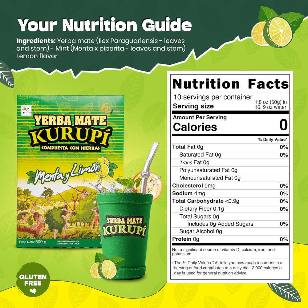 Kurupi Yerba Mate Mint Lemon packaging preserves aroma with airtight seal.