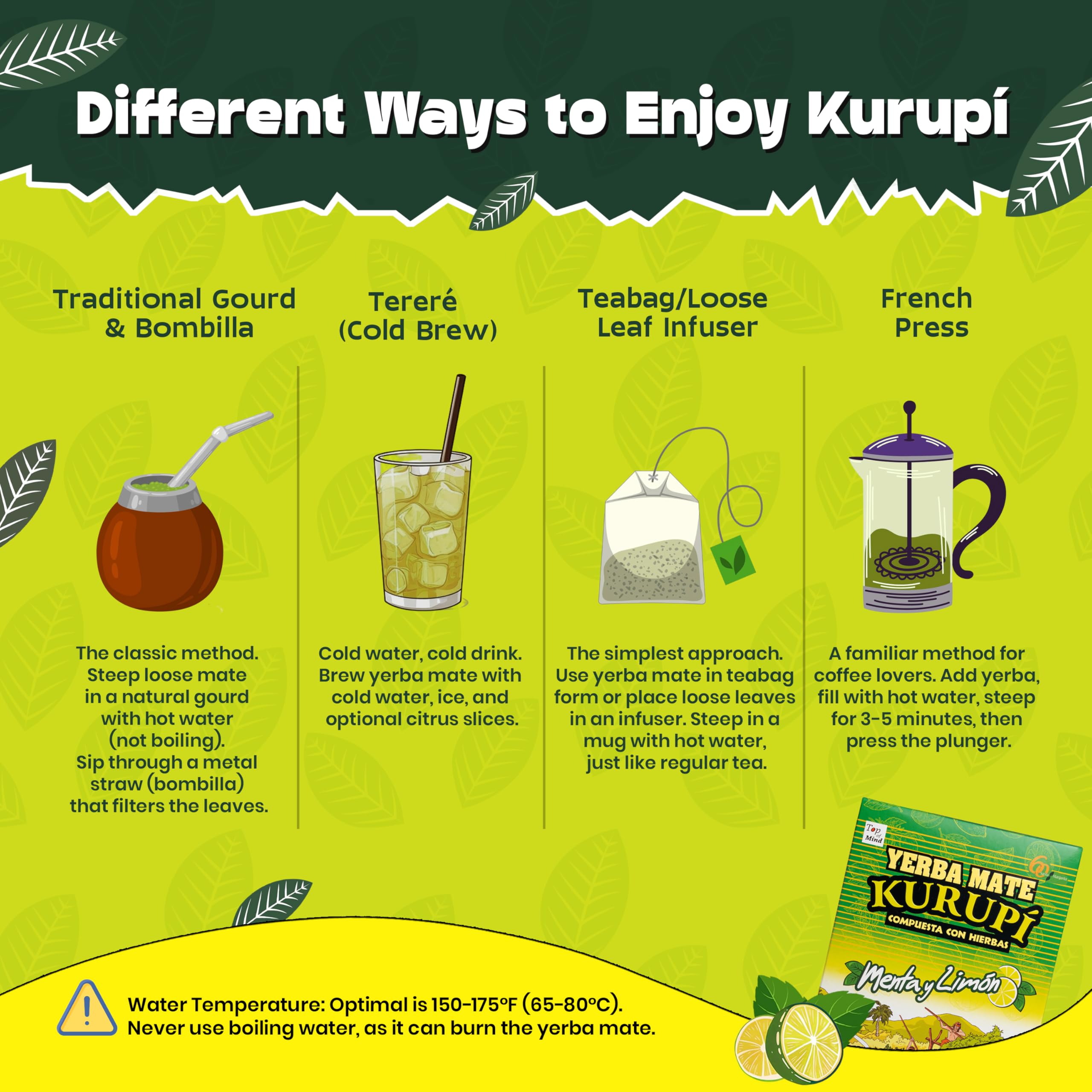Kurupi Yerba Mate Traditional Cut with stems for rich, consistent brews.