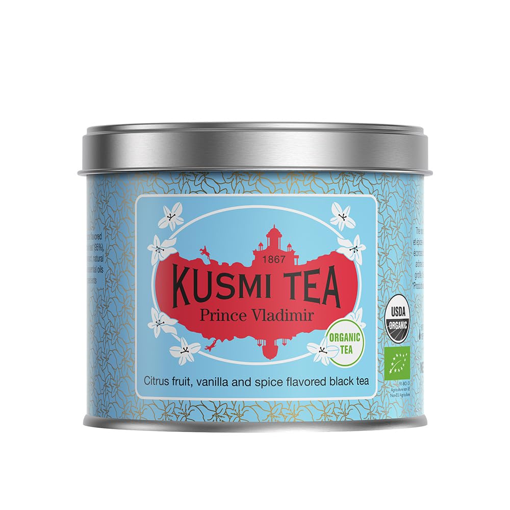 Kusmi Tea Prince Vladimir tin box of 3.5 oz, preserving freshness and making a premium gift.