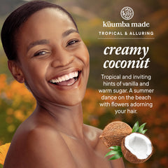 Kuumba Made Creamy Coconut fragrance oil packaging highlights vegan, cruelty-free design.