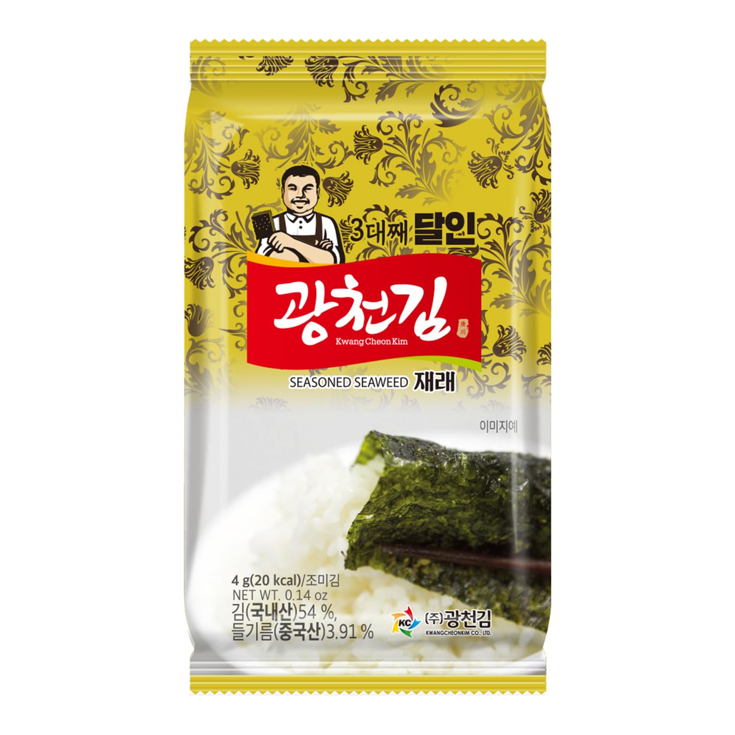 KC KWANGCHEONKIM Kimnori crispy sheet close-up with sesame oil.
