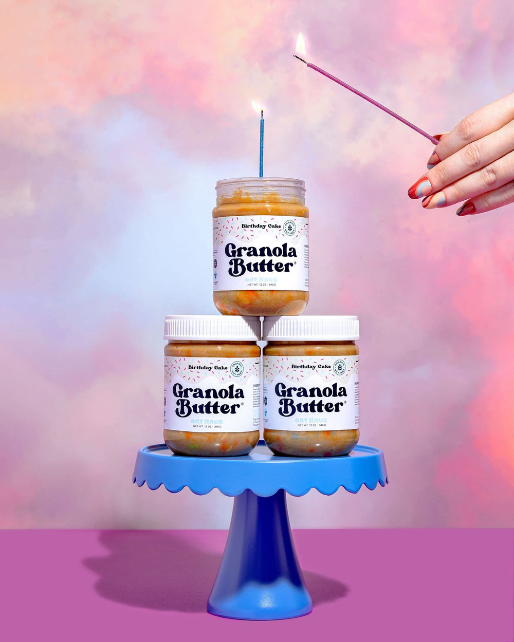 Toast spread with KWEEN Oat Haus Birthday Cake Granola Butter, breakfast upgrade.