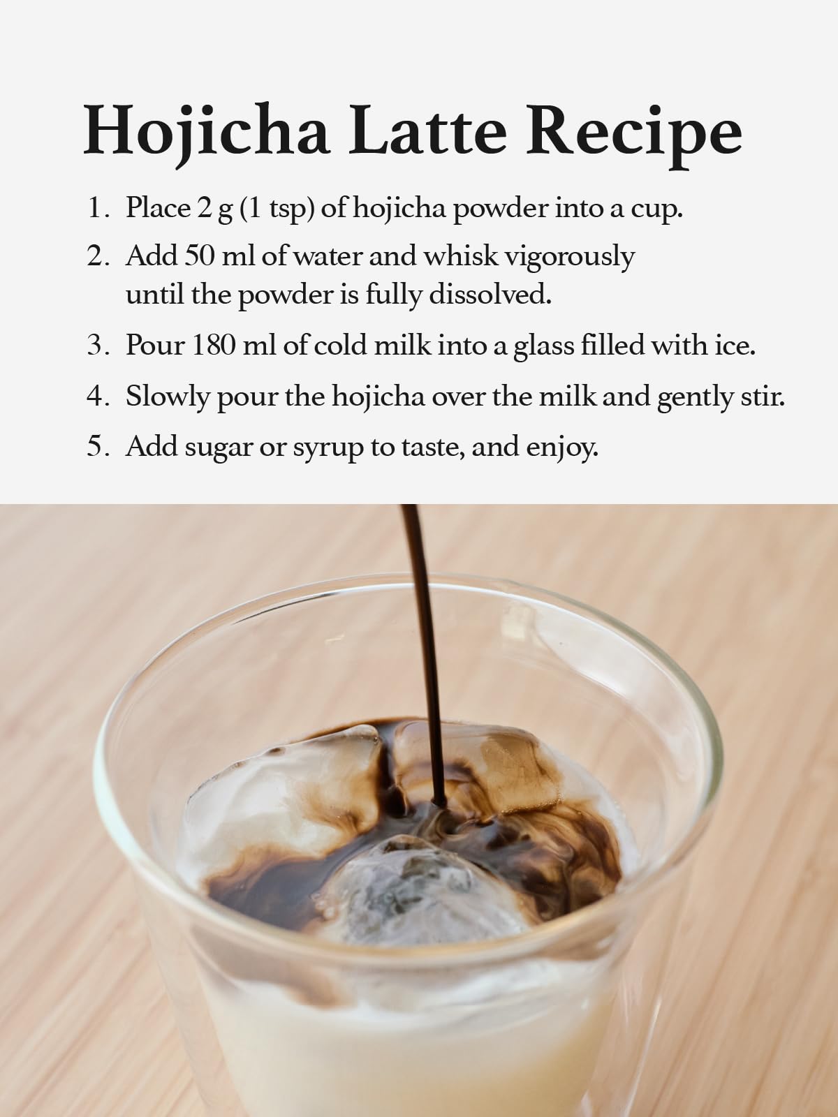 KYOHAYASHIYA hojicha powder on a measuring spoon for precise servings.