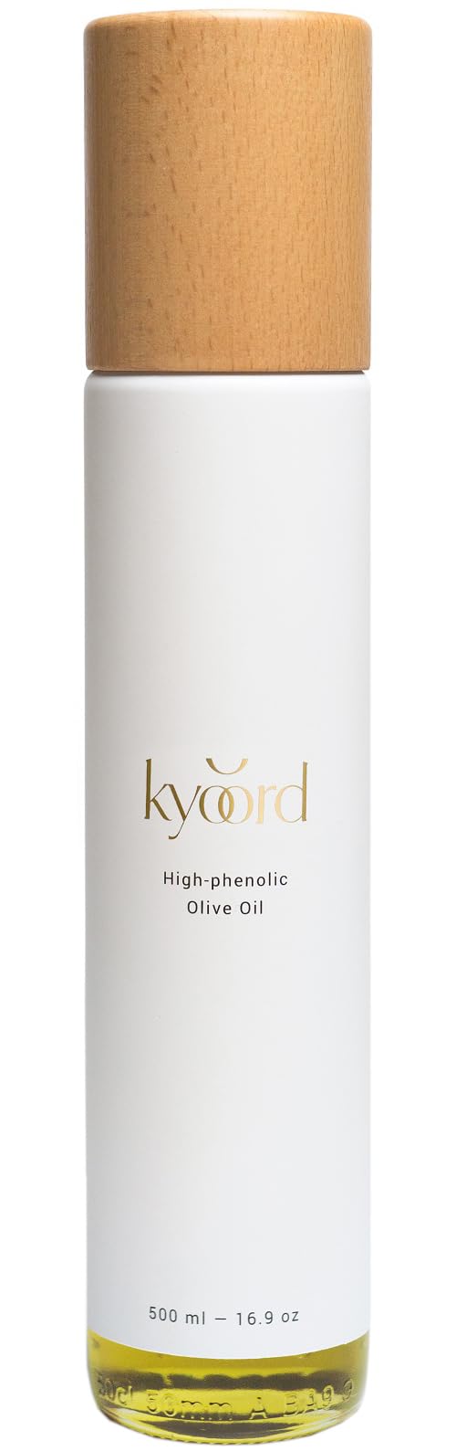 Kyoord High-Phenolic Olive Oil bottle on a rustic counter for drizzling
