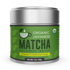 Kyoto Dew Matcha cup with whisk presents smooth texture for balanced energy.