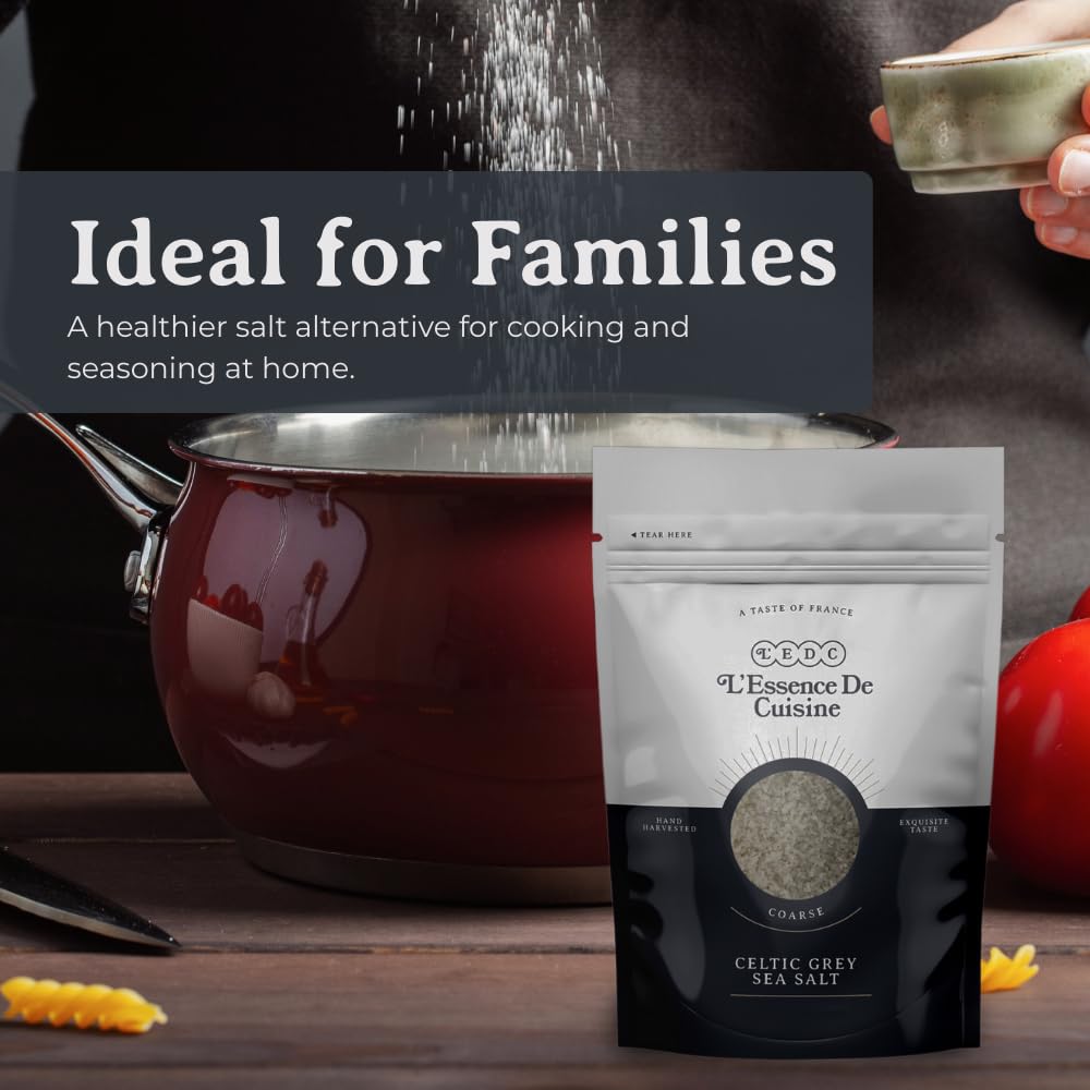 L'Essence De Cuisine gourmet sea salt over vegetables for enhanced flavor