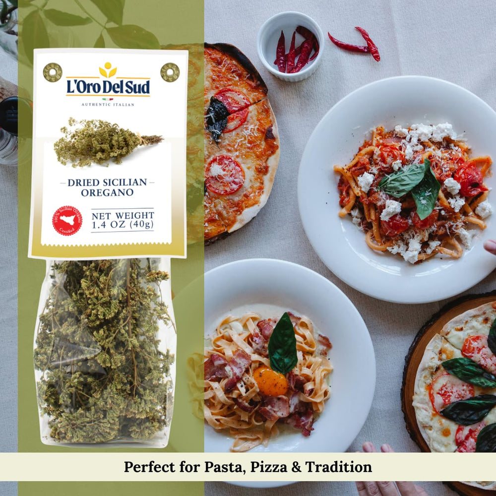 L'Oro Del Sud Italian oregano bundle ready to season meats and vegetables.