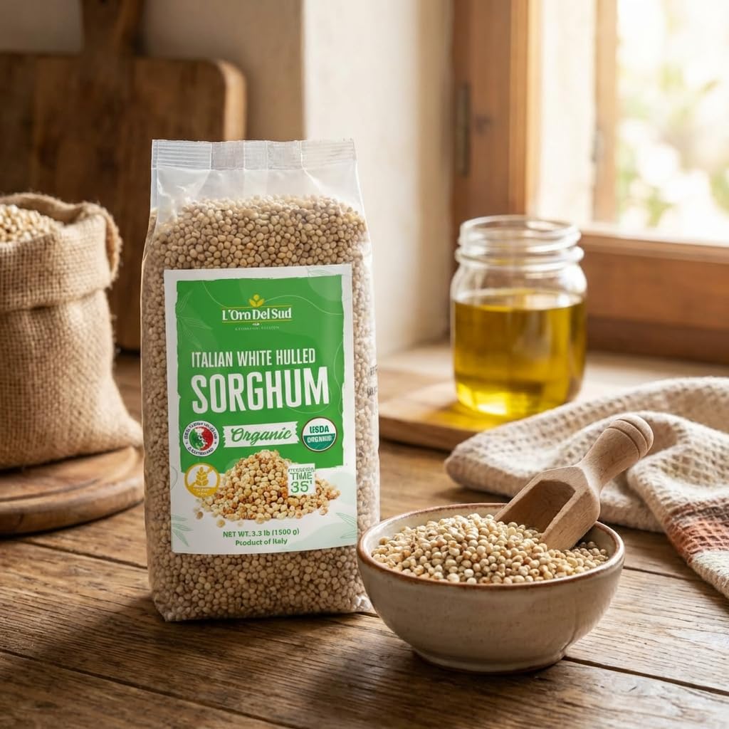 L'Oro Del Sud sorghum in pantry – gluten-free grain for versatile cooking