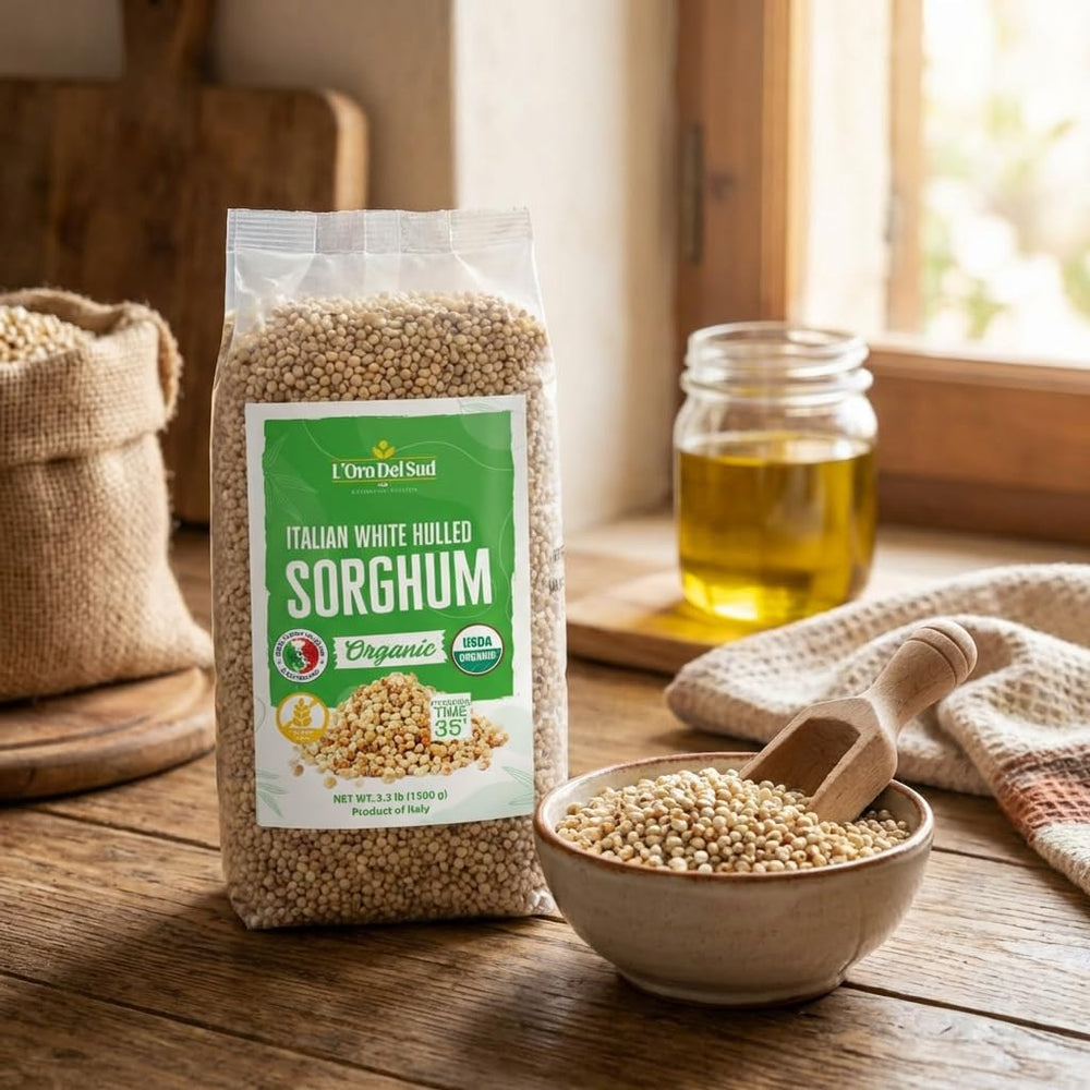 L'Oro Del Sud sorghum in pantry – gluten-free grain for versatile cooking