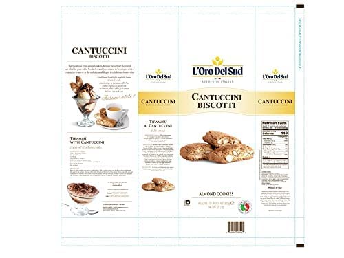 L'Oro Del Sud packaging 800g almond cantuccini ready for sharing and gifting.