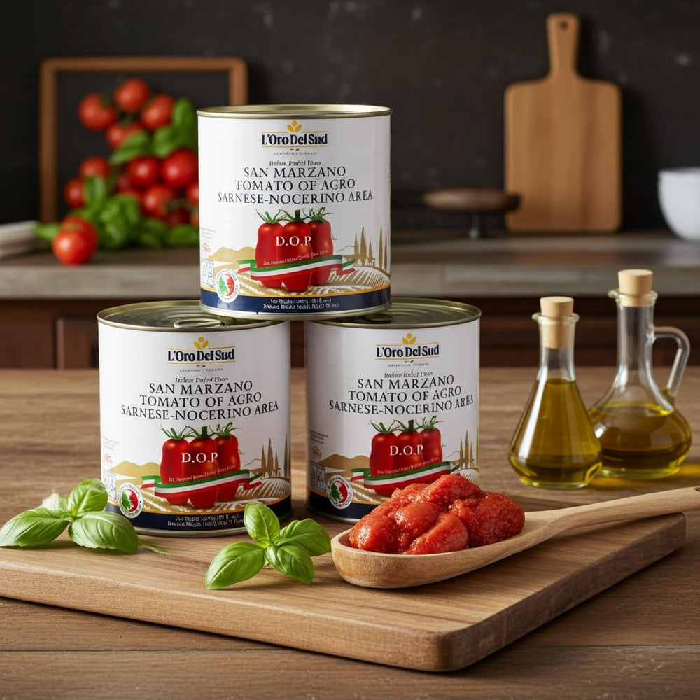 L'Oro Del Sud ready-to-use tomatoes as a sauce base for gourmet pasta.