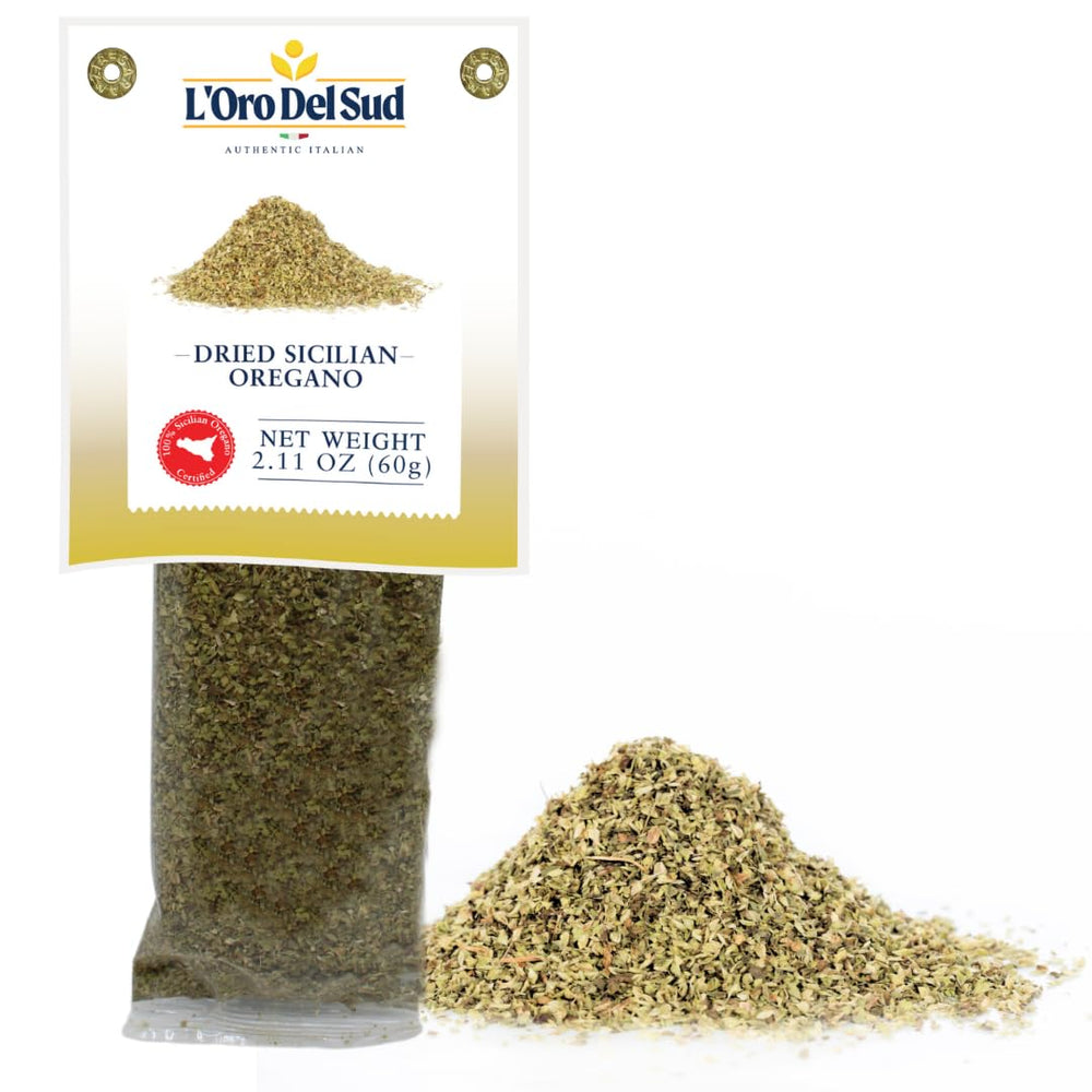 L'Oro Del Sud Sicilian oregano dried 2.11 oz bottle for bold pizza flavor.