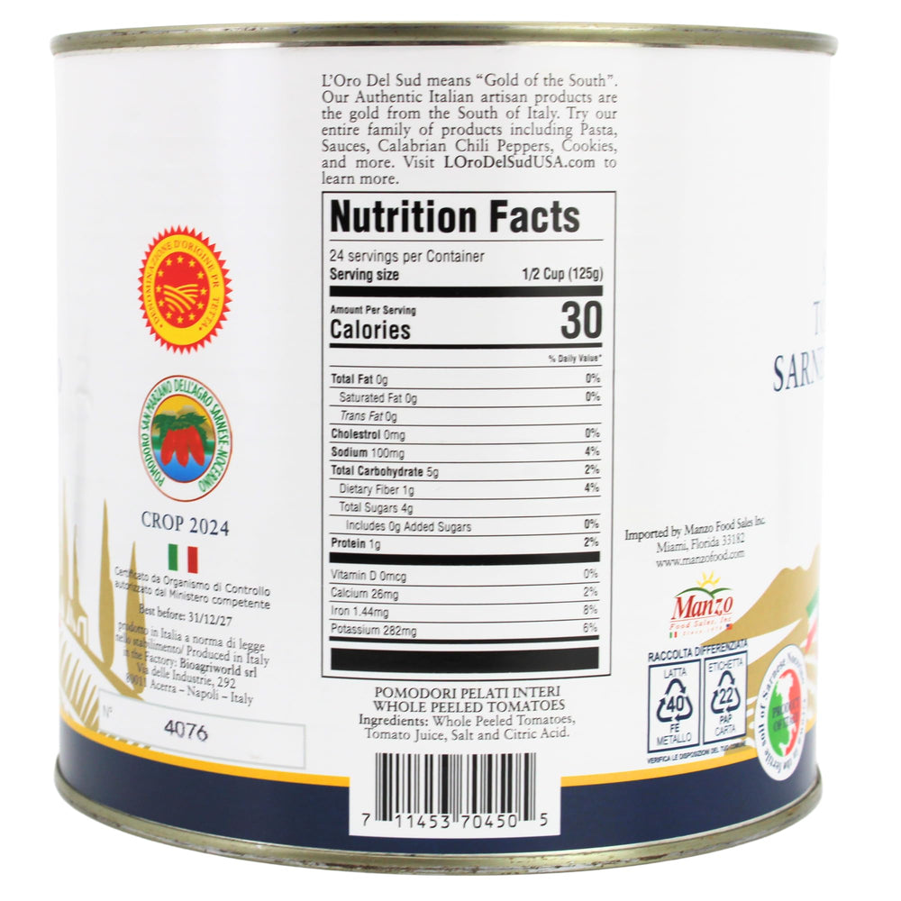 L'Oro Del Sud tomatoes in natural juice emphasize simple ingredients and full flavor.