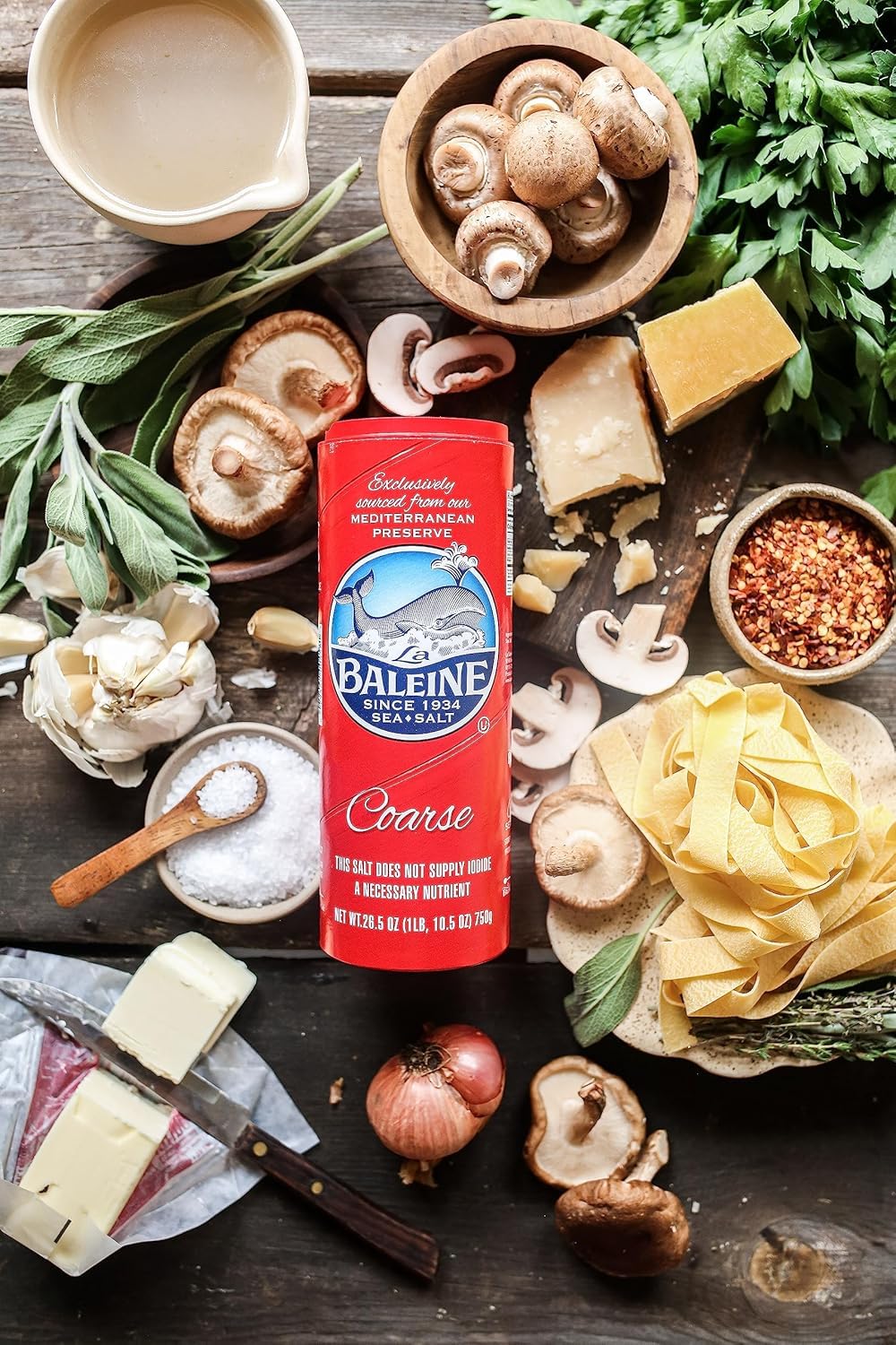 La Baleine salt in pasta water for balanced flavor