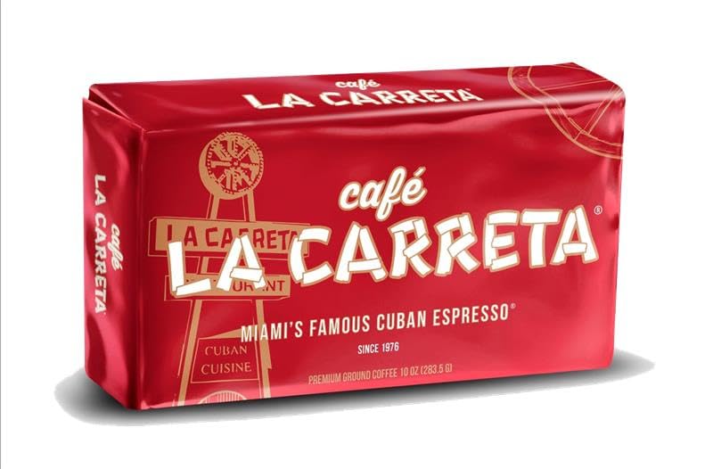 La Carreta espresso ground coffee label closeup highlighting brand and rich aroma