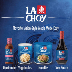 Display of La Choy 12-pack for convenient family meals