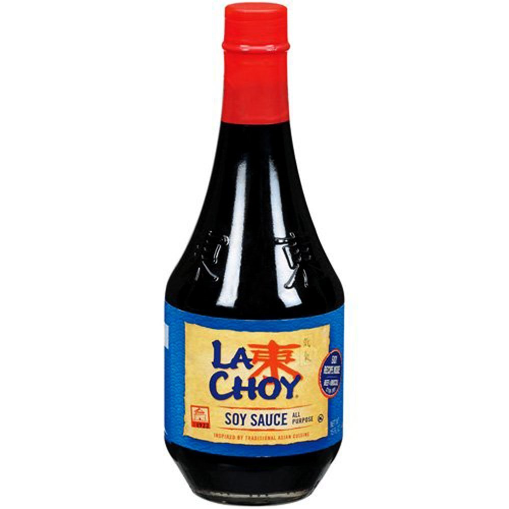 La Choy All-Purpose Soy Sauce 2-pack bottle for flavorful meals and quick seasoning.
