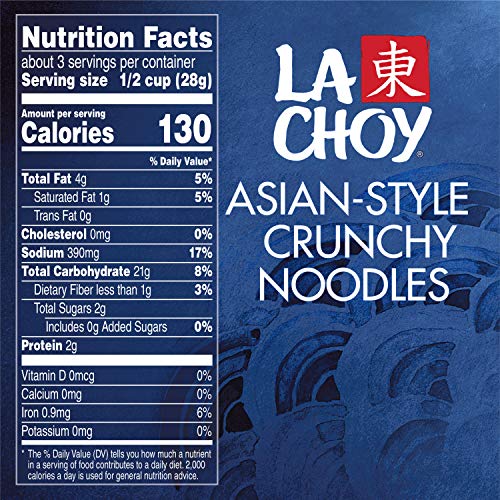 Close-up of La Choy crunchy noodles showing golden brown crispiness