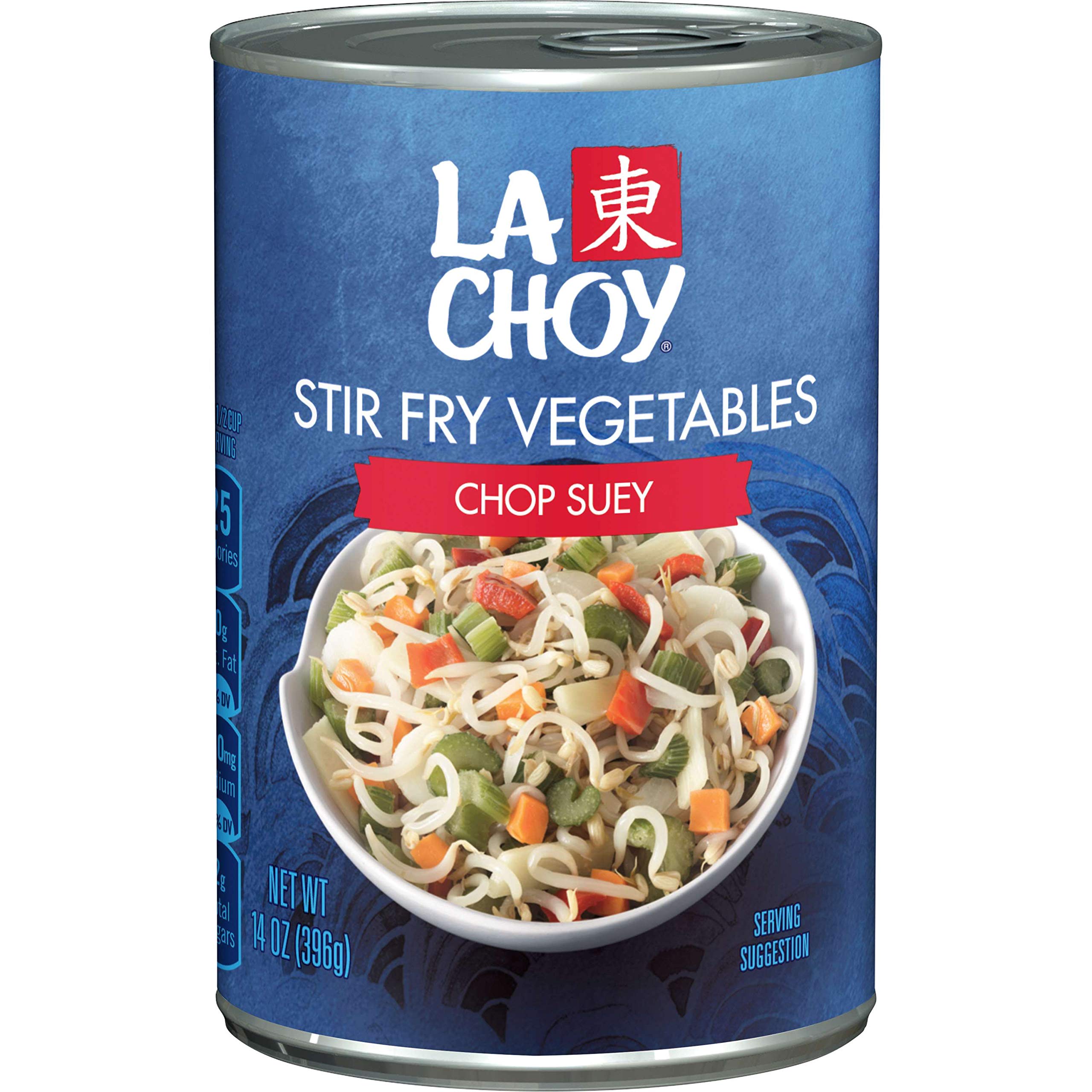 La Choy Chop Suey Vegetables, two-cans pack, ready for quick Asian meals.