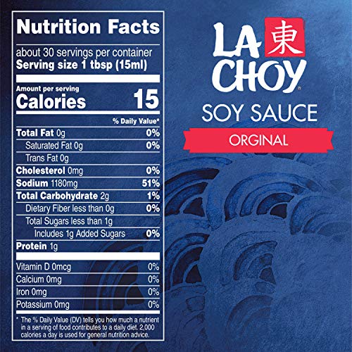 La Choy Soy Sauce bottle with pour spout for easy seasoning.