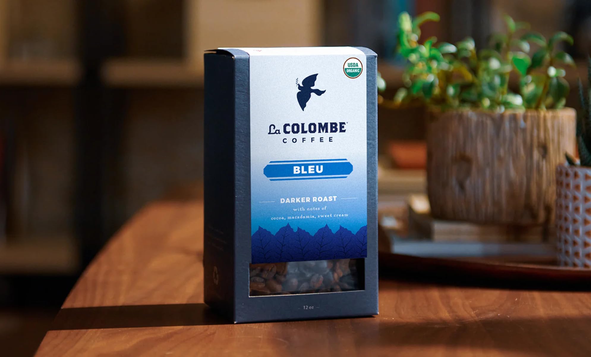 La Colombe Bleu cup with crema ideal for espresso or drip brewing.