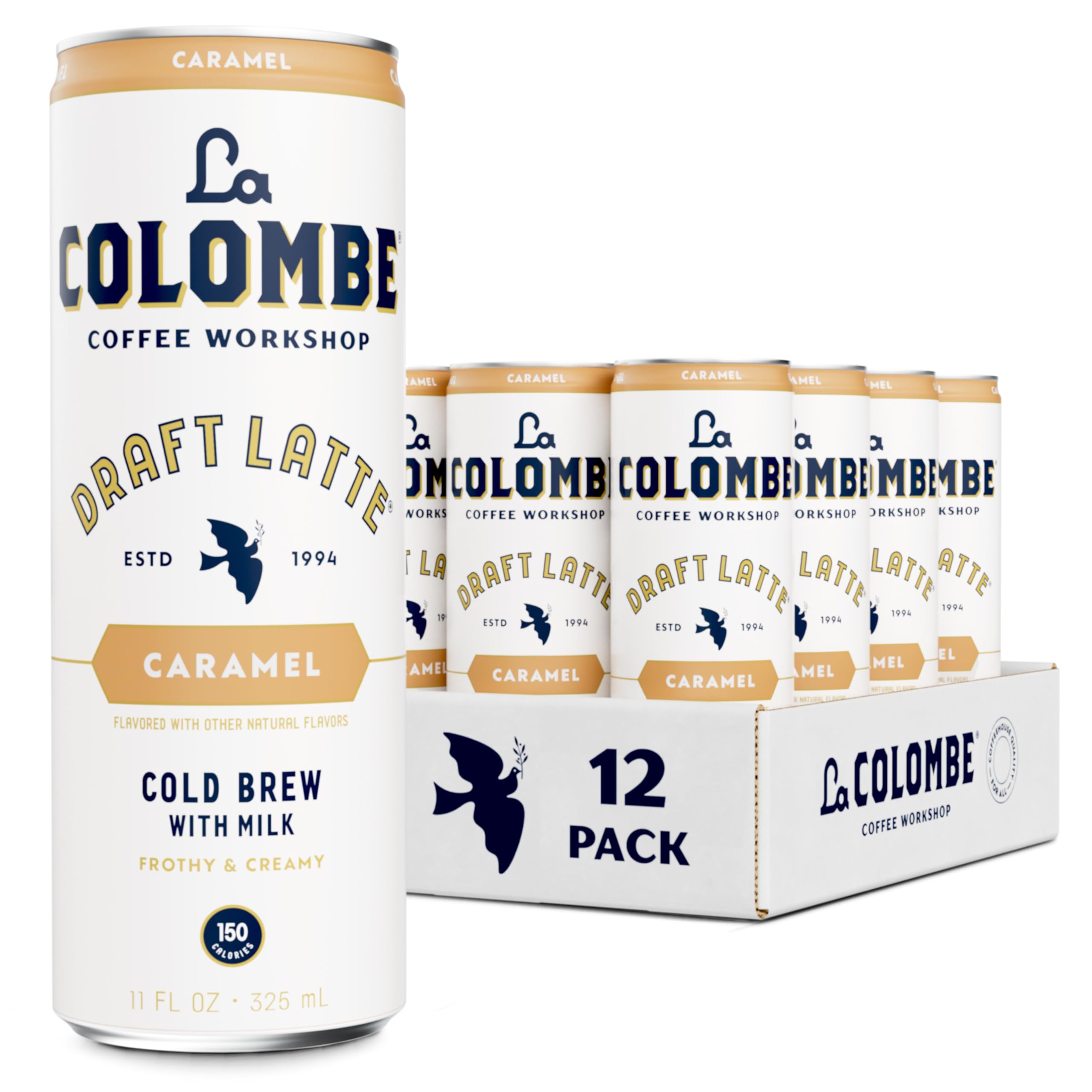 La Colombe Caramel Draft Latte can front view for on-the-go energy.