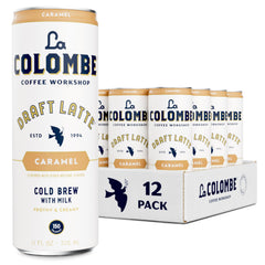 La Colombe Caramel Draft Latte can front view for on-the-go energy.