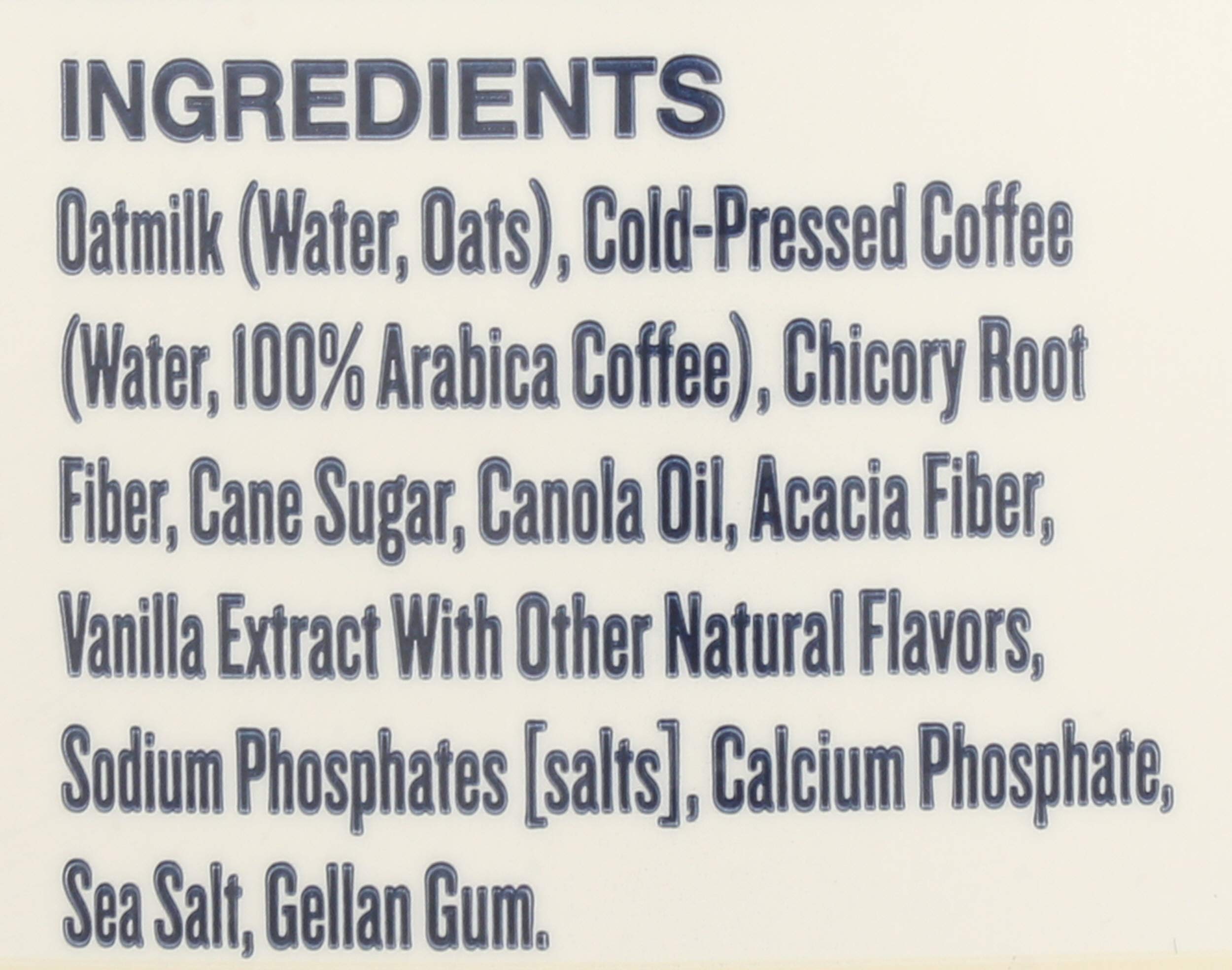 Ingredients close-up of La Colombe Coffee Latte Oatmlk Vnla