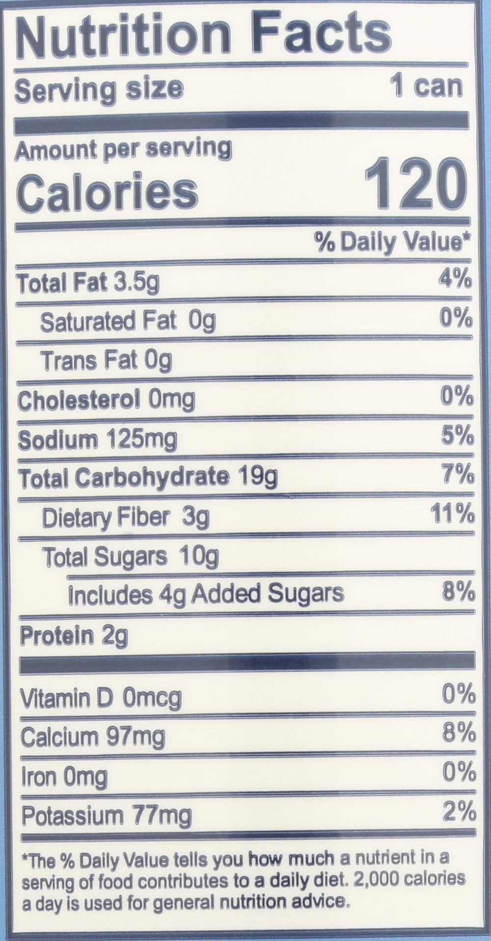 Label detail on La Colombe Coffee Latte Oatmlk Vnla highlights premium ingredients