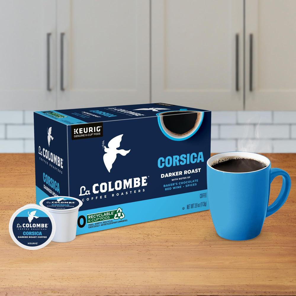 La Colombe Corsica in a Keurig machine ready to brew.