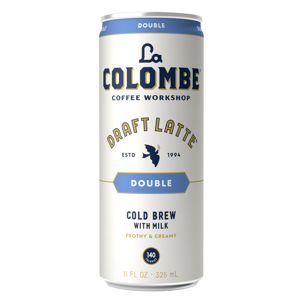 La Colombe Draft Latte nutrition panel highlights 130 calories per can.