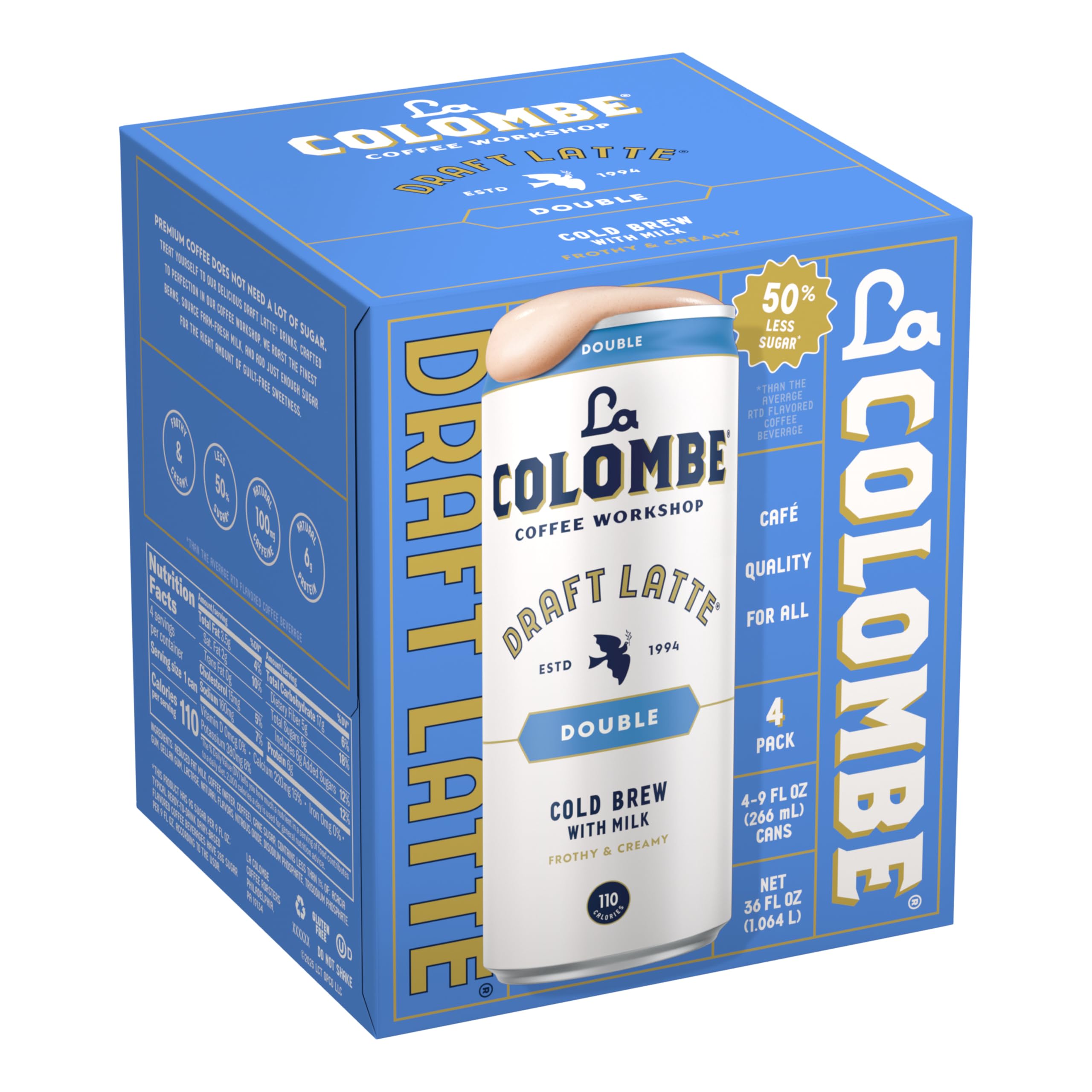 Sip-thru lid on La Colombe Draft Latte enhances the drinking experience.
