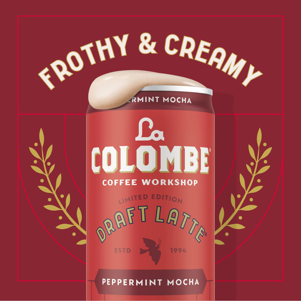 La Colombe draft latte sip-thru lid for easy sipping.