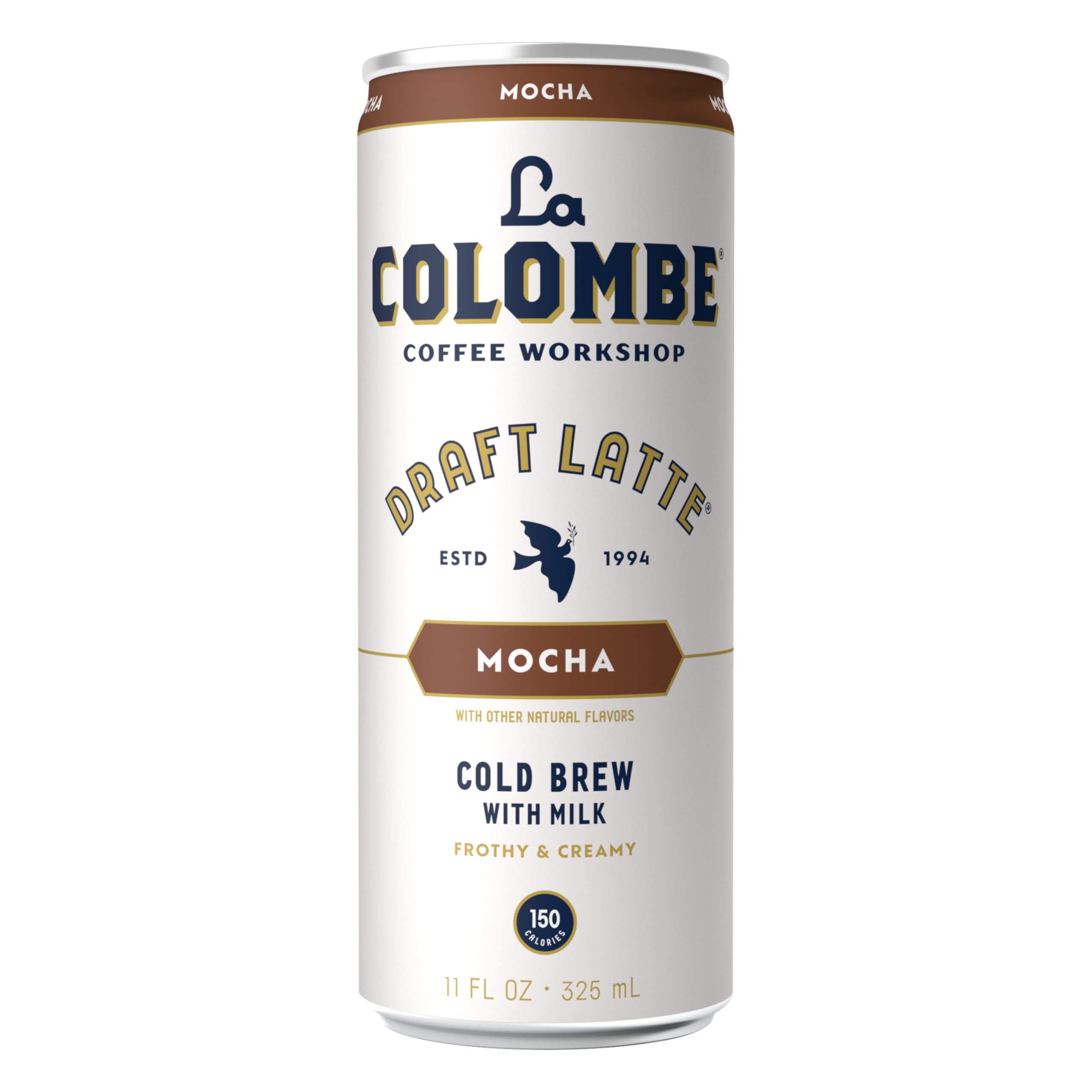 La Colombe Mocha Draft Latte nutrition label, calcium and vitamin D info.