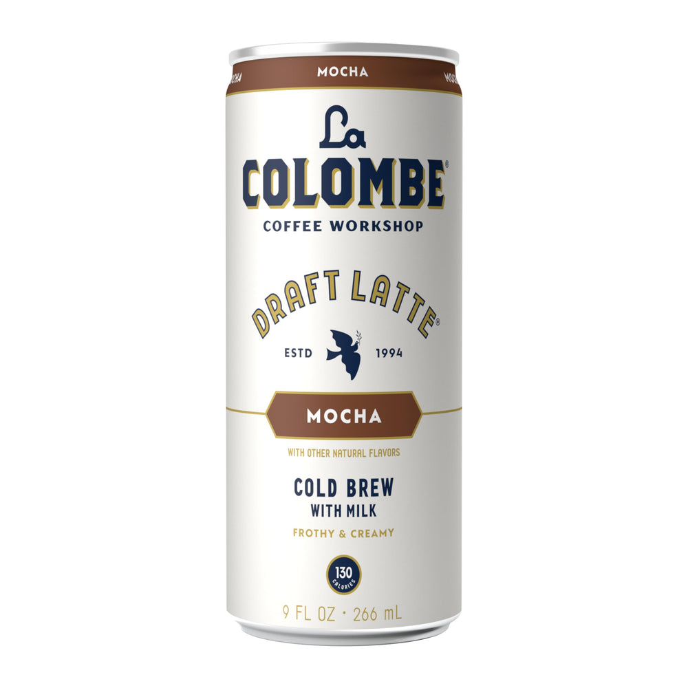 La Colombe Mocha Draft Latte glass with milk shows real ingredients in action.