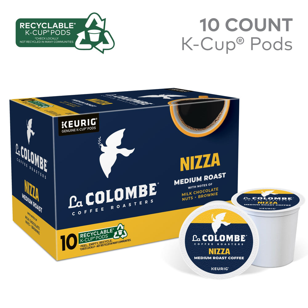 Open La Colombe Nizza box reveals Keurig-compatible coffee pods for easy brewing.
