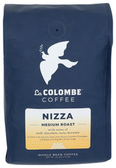 La Colombe Nizza medium roast whole beans in a 24 oz bag for home brewing.