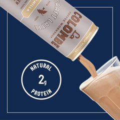 La Colombe Oatmilk Vanilla Latte close-up ingredients highlight oatmilk and vegan base