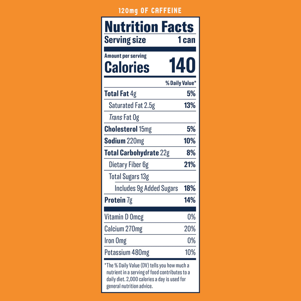 La Colombe Pumpkin Spice Latte can back label with nutrition details