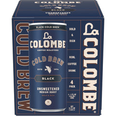La Colombe Pure Black label closeup showing 100% Arabica coffee.