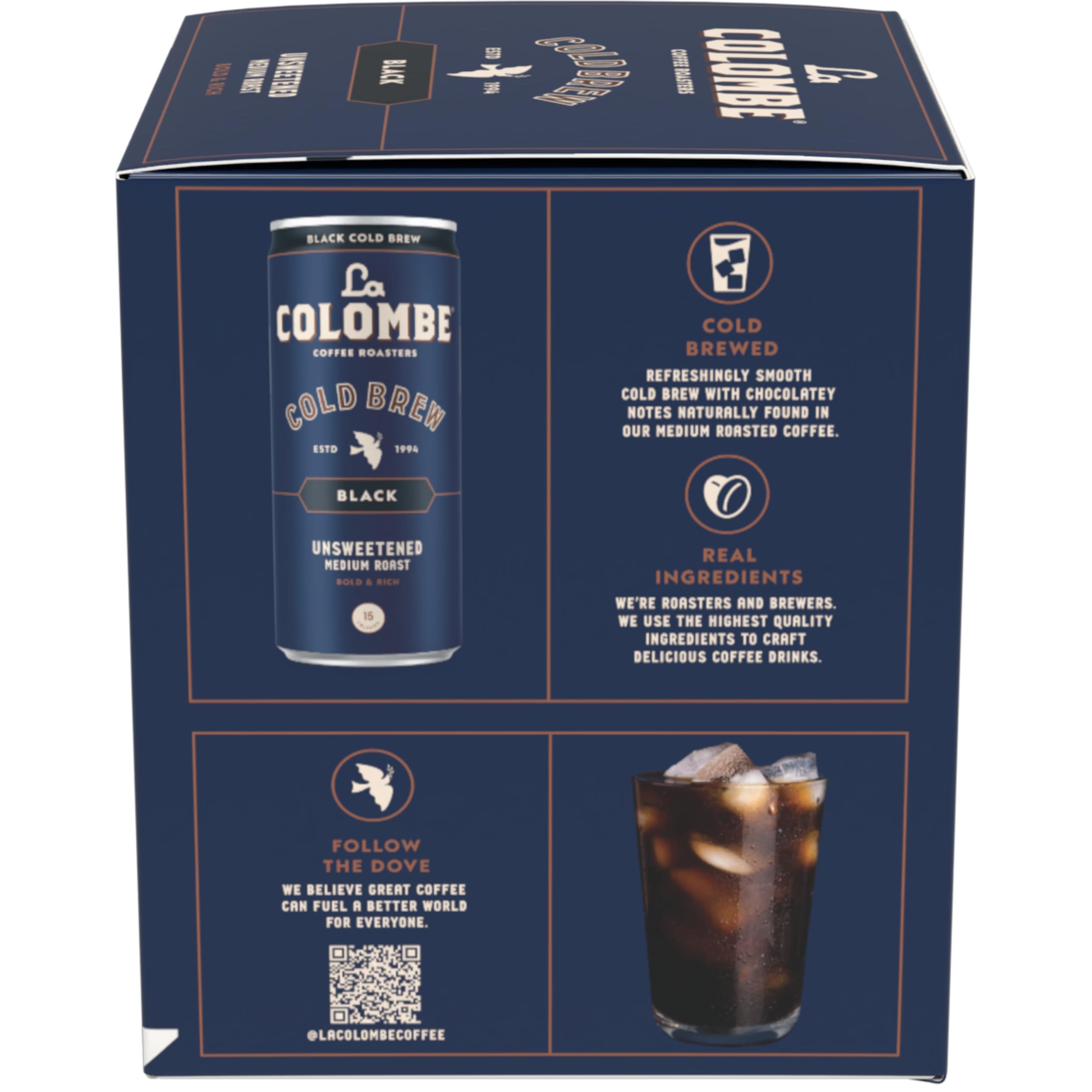 La Colombe Pure Black pour into glass reveals smooth, bold flavor.