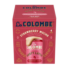 La Colombe Strawberry Mocha Draft Latte can front, ready for a refreshing cafe-style treat