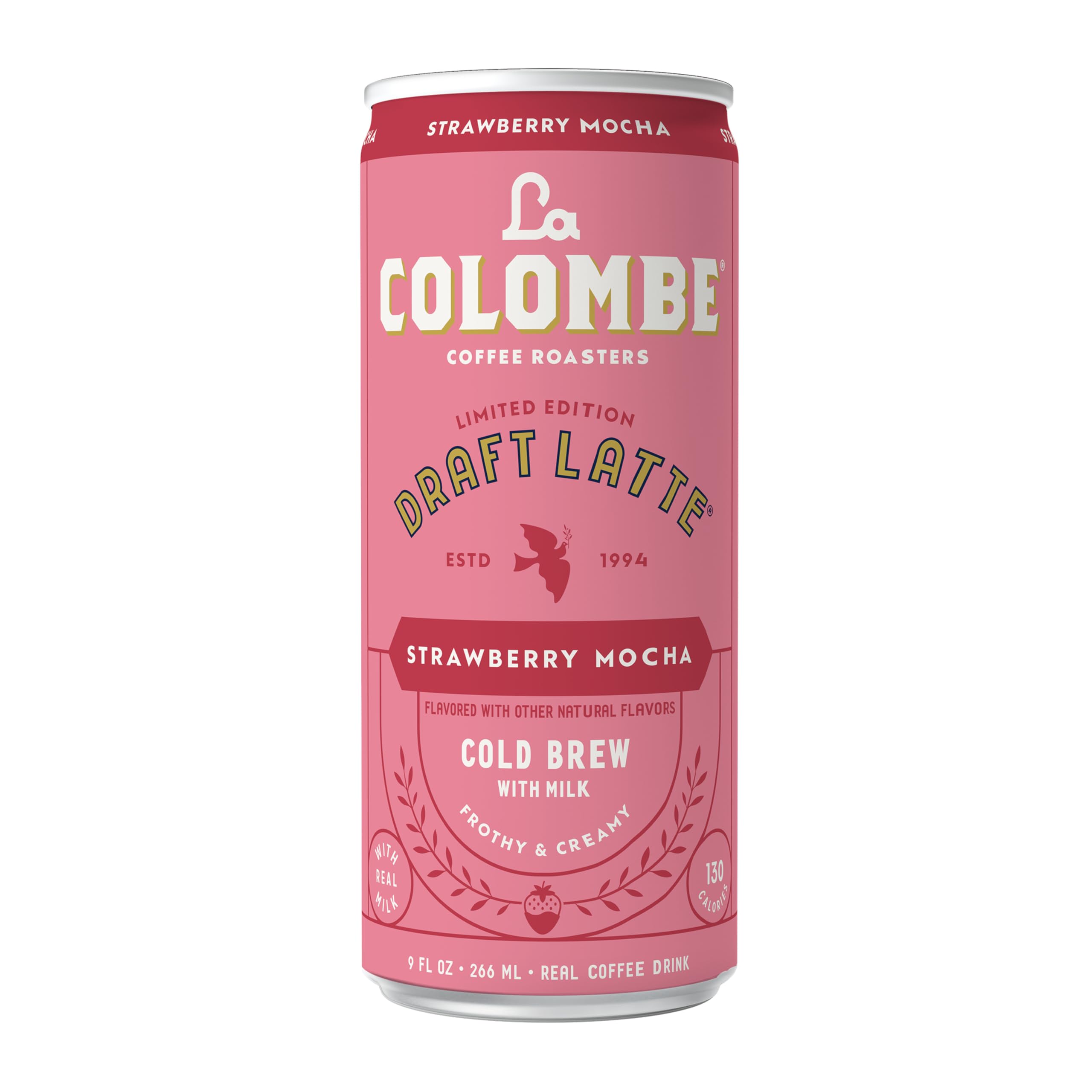 Chilled glass with La Colombe Draft Latte and ice for on-the-go enjoyment