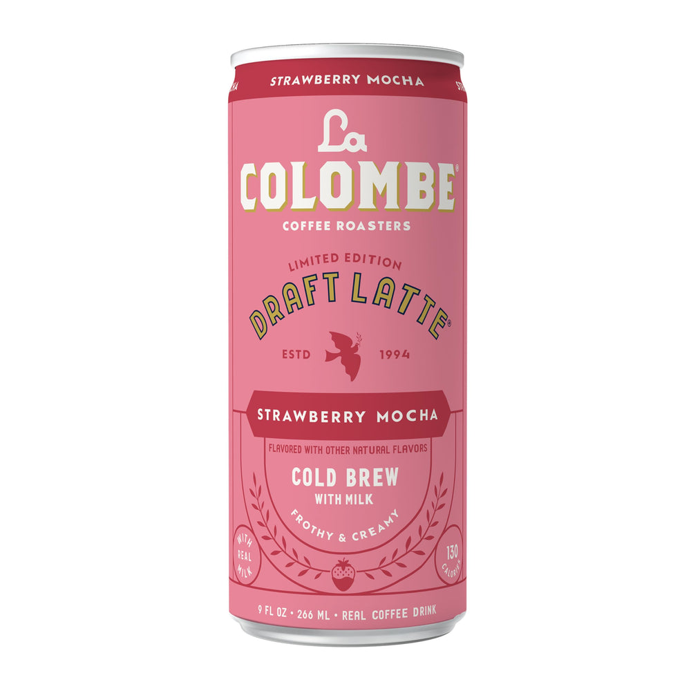 Chilled glass with La Colombe Draft Latte and ice for on-the-go enjoyment