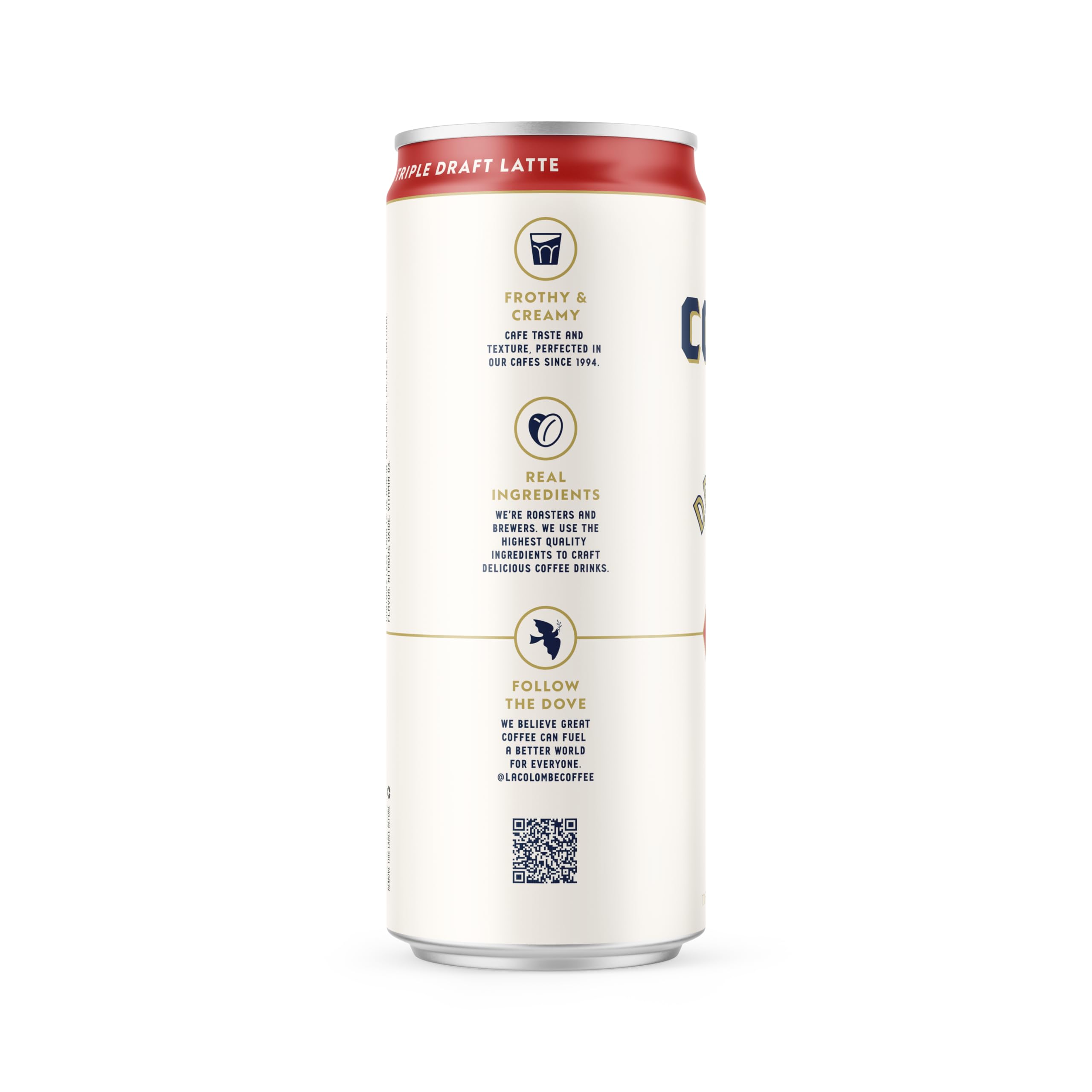 La Colombe Triple Draft Latte with foamy texture, ideal for quick cafe-style enjoyment.