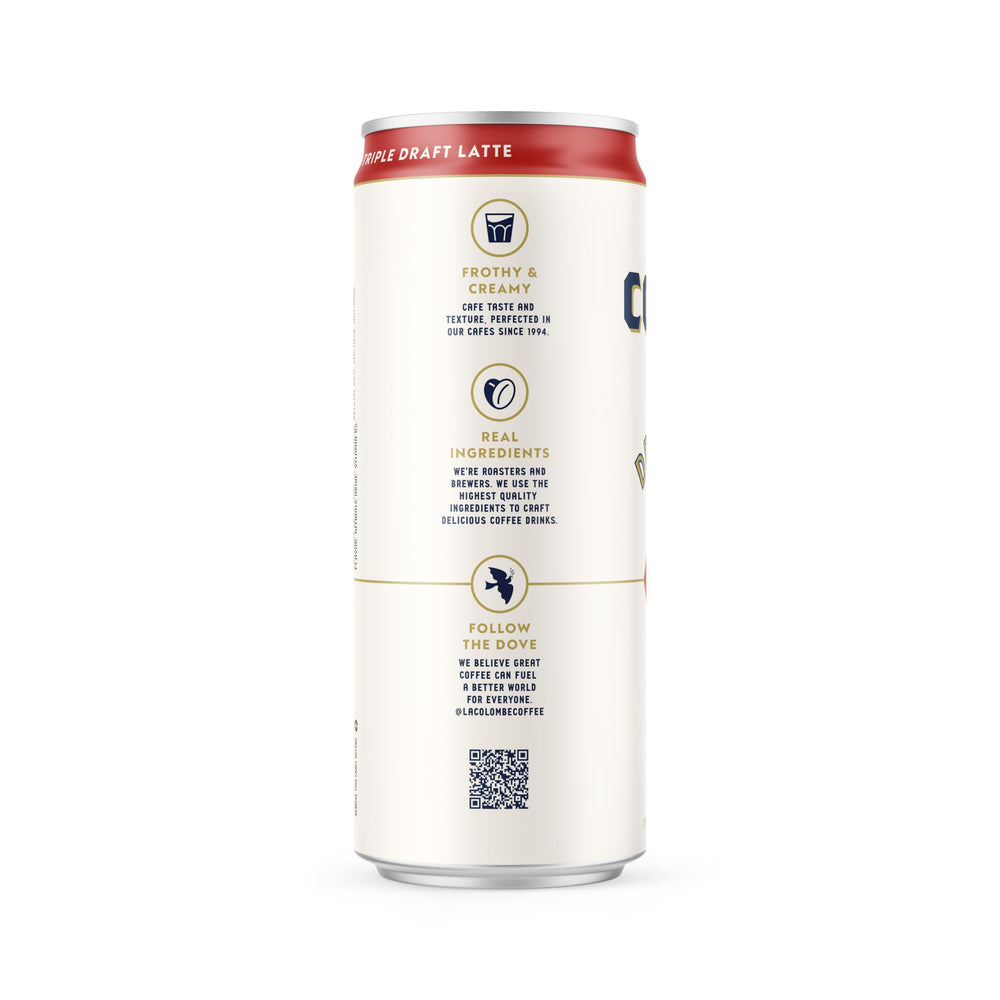 La Colombe Triple Draft Latte with foamy texture, ideal for quick cafe-style enjoyment.