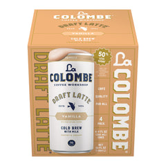La Colombe Vanilla Draft Latte 4-pack, convenient ready-to-drink coffee for busy mornings.
