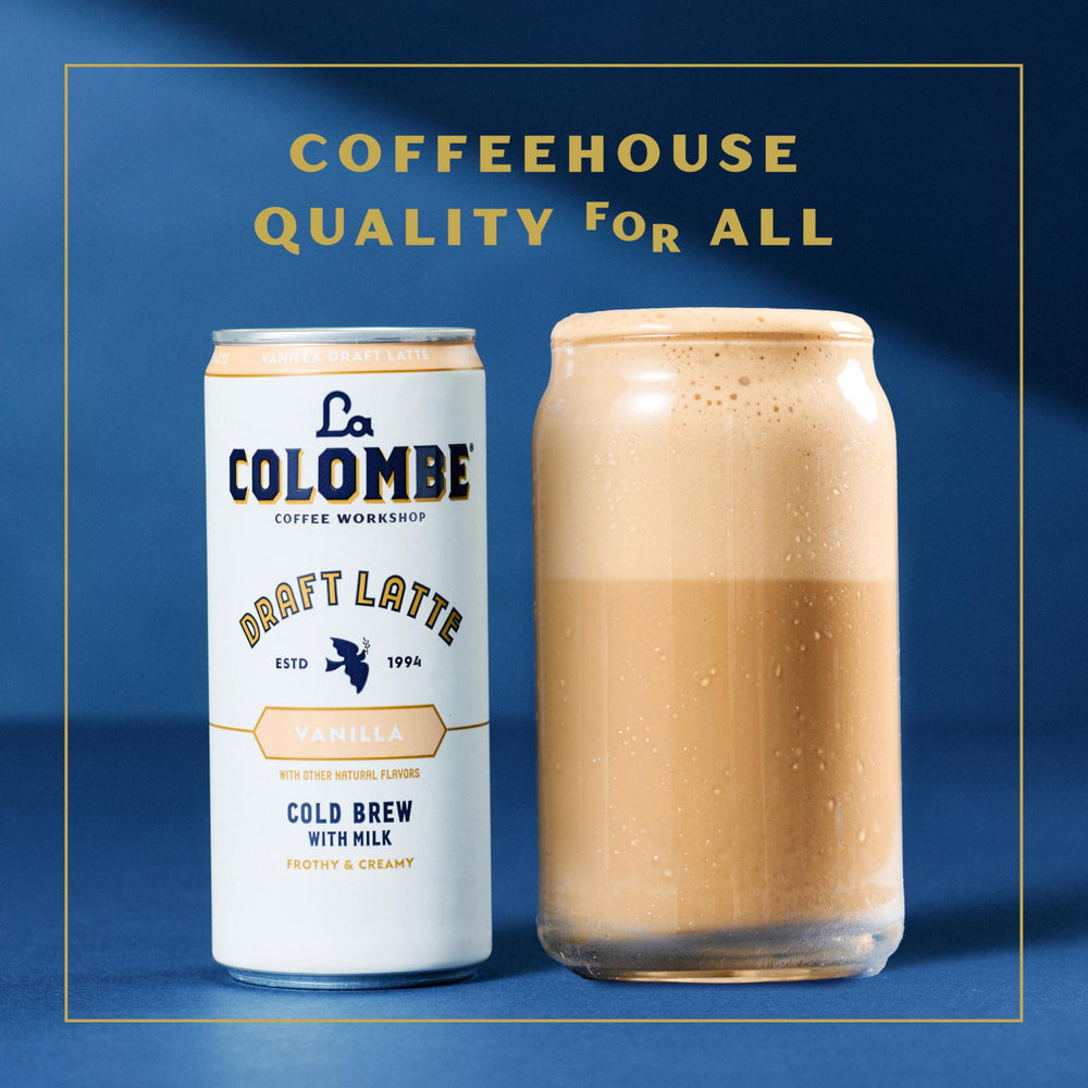 Pack of 12 La Colombe Vanilla Draft Latte cans for busy days